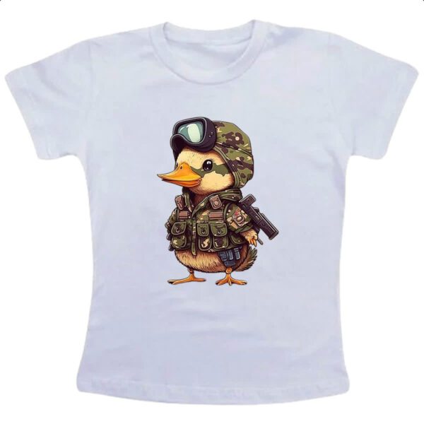 Camiseta Infanto Juvenil Patinho militar