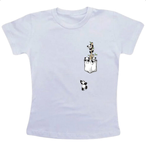Camiseta Infanto Juvenil Panda bambu no bolso