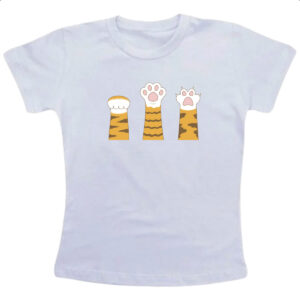 Camiseta Infanto Juvenil Pedra Papel Tesoura Gato Laranja