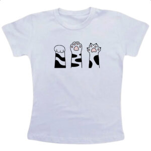 Camiseta Infanto Juvenil Pedra Papel Tesoura gato malhado
