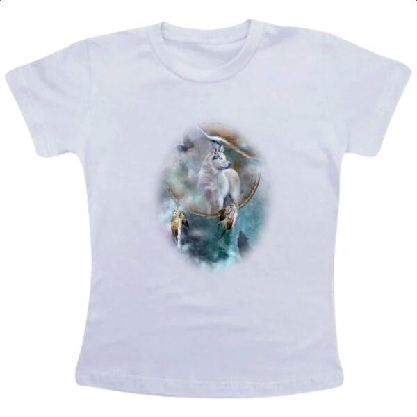 Camiseta Infanto Juvenil Apanhador de sonhos lobo cinza