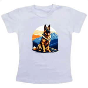 Camiseta Infanto Juvenil Pastor alemao montanhas