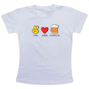 Camiseta Infanto Juvenil Paz Amor Cerveja