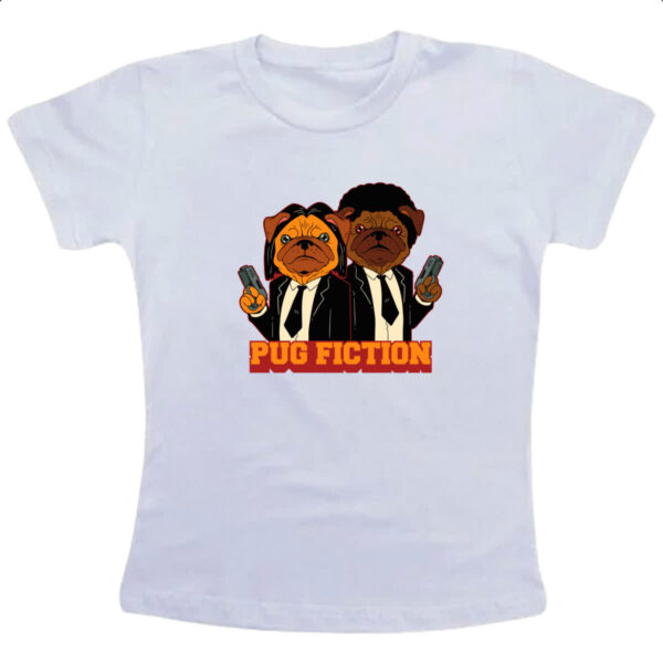 Camiseta Infanto Juvenil Pug Fiction parodia filme