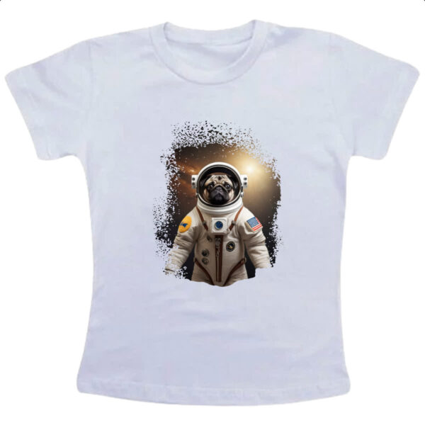Camiseta Infanto Juvenil Pug astronauta