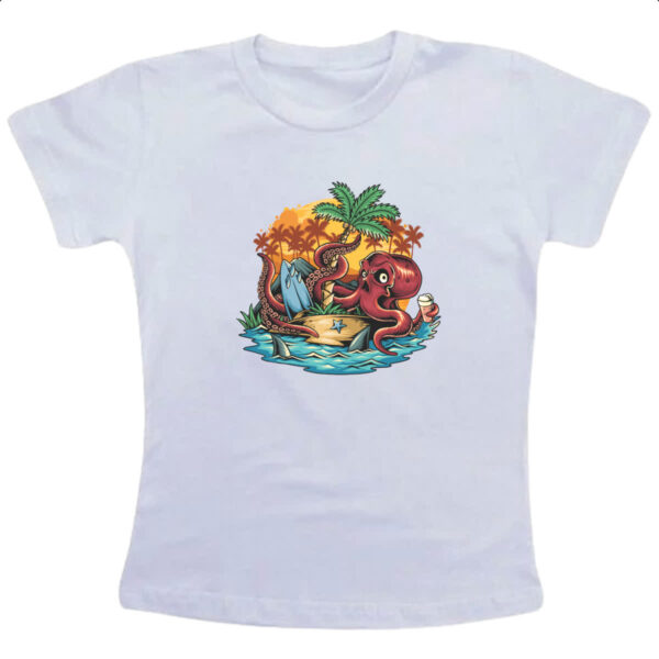 Camiseta Infanto Juvenil Polvo na ilha