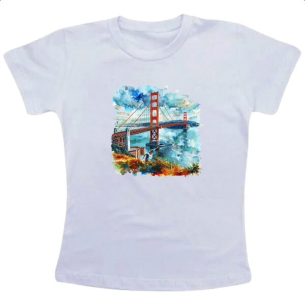 Camiseta Infanto Juvenil Ponte Golden Gate watercolor