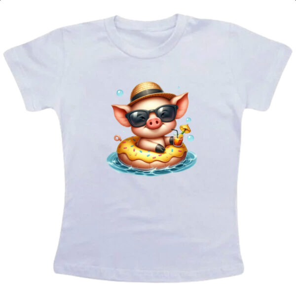 Camiseta Infanto Juvenil Porco na boia