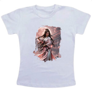Camiseta Infanto Juvenil Samurai girl sunset rosa