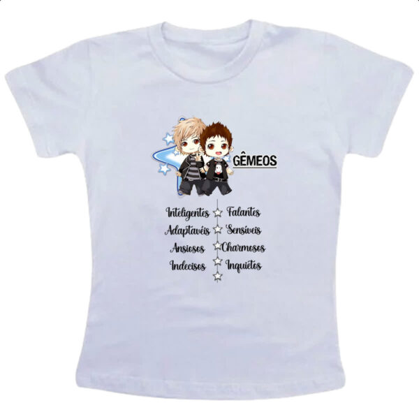 Camiseta Infanto Juvenil Signo Cute Gemeos