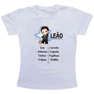 Camiseta Infanto Juvenil Signo Cute Leao