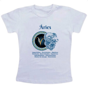 Camiseta Infanto Juvenil Signo de Aries adjetivos