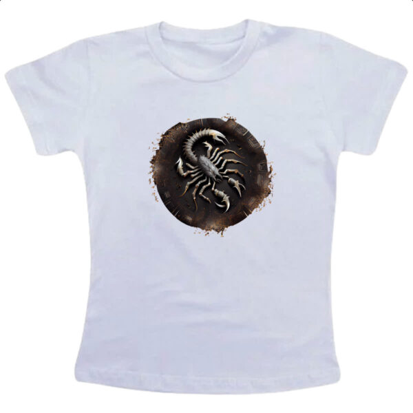 Camiseta Infanto Juvenil Signo de Escorpiao placa de luxo
