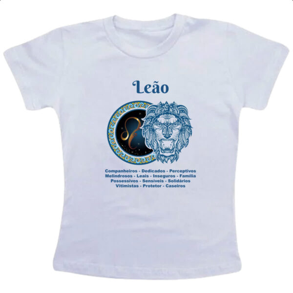 Camiseta Infanto Juvenil Signo de Leao adjetivos