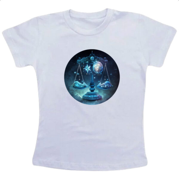 Camiseta Infanto Juvenil Signo de Libra placa de luxo