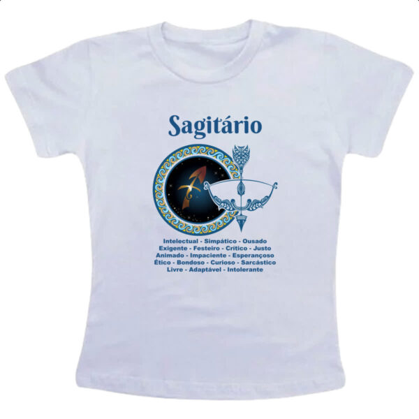 Camiseta Infanto Juvenil Signo de Sagitario adjetivos