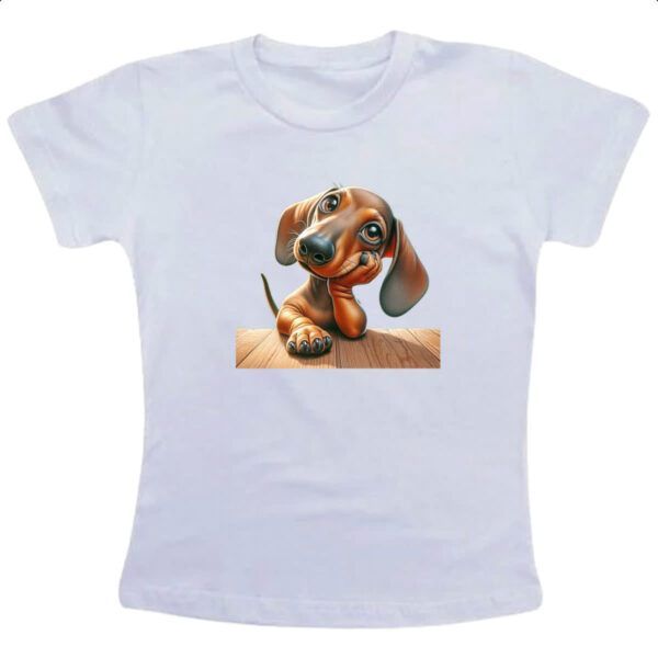 Camiseta Infanto Juvenil Salsichinha pensativo