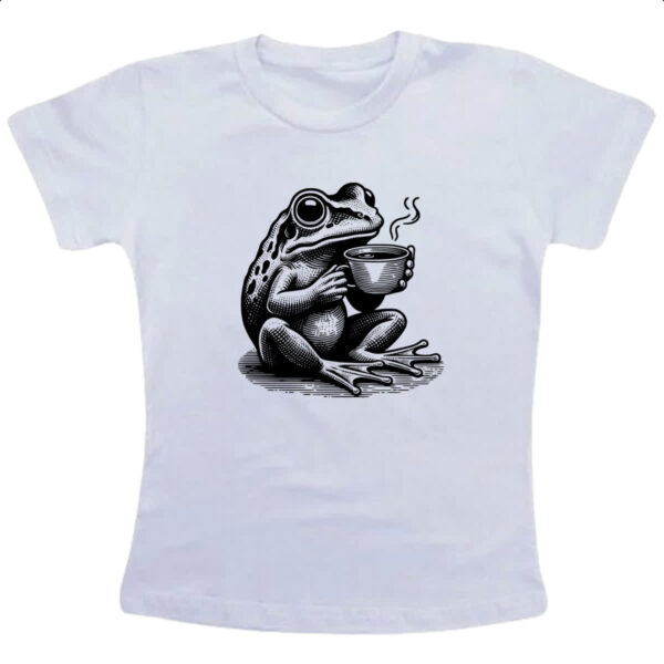 Camiseta Infanto Juvenil Sapo tomando cafe