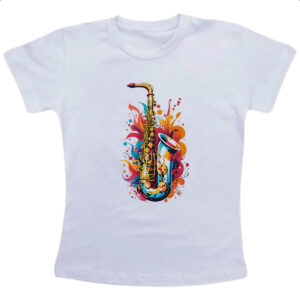 Camiseta Infanto Juvenil Saxofone colorful arte design