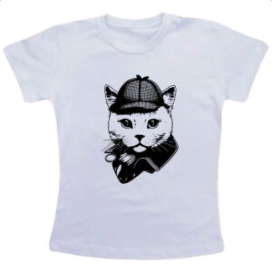 Camiseta Infanto Juvenil Sherlock Gato