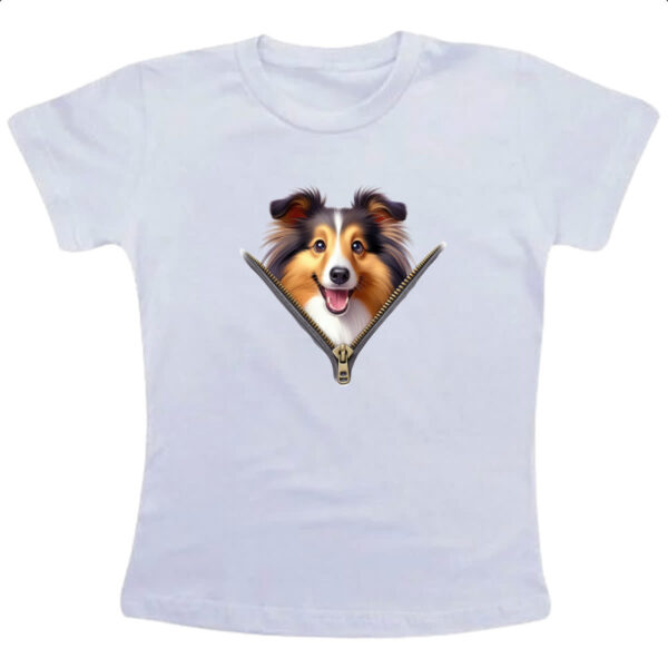 Camiseta Infanto Juvenil Shetland Sheepdog no Ziper