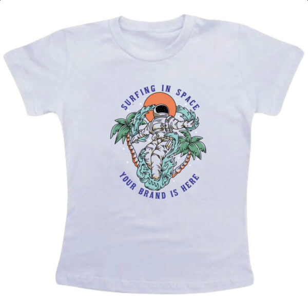 Camiseta Infanto Juvenil Astronauta Surfing in Space