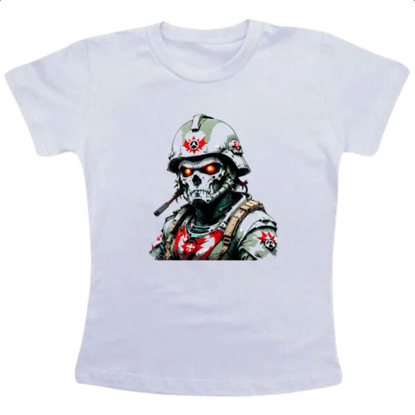 Camiseta Infanto Juvenil Soldado Skull Punk Cyber