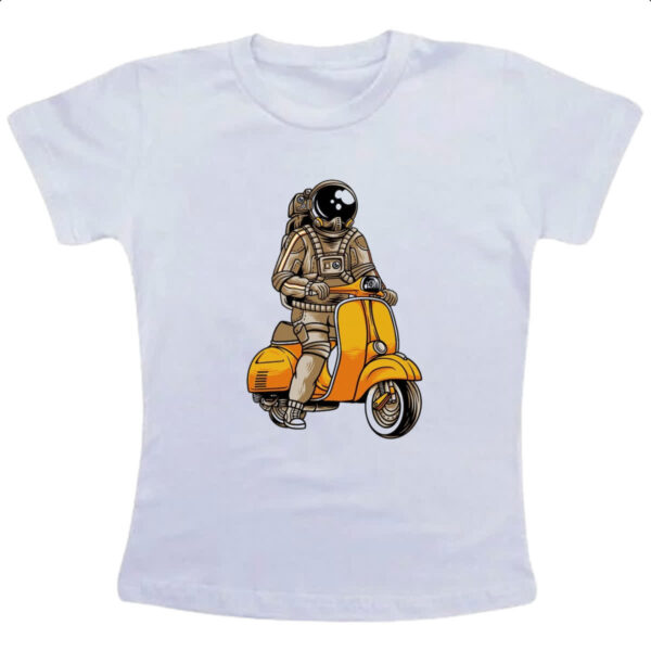 Camiseta Infanto Juvenil Astronauta na lambreta