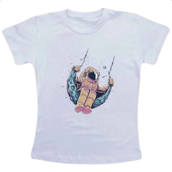 Camiseta Infanto Juvenil Astronauta no balanco lunar