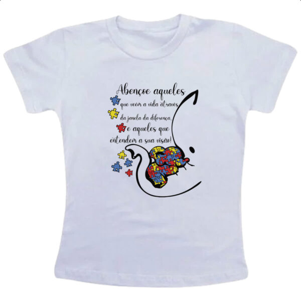 Camiseta Infanto Juvenil Autismo Abencoe janela da diferenca