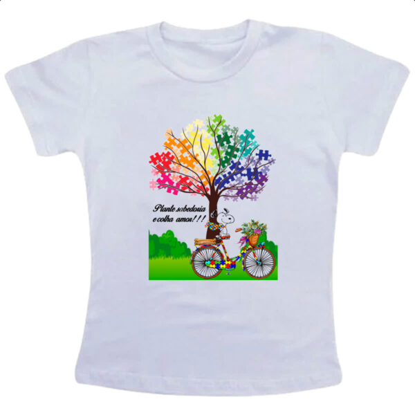 Camiseta Infanto Juvenil Autismo Plante sabedoria e colha amor