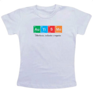 Camiseta Infanto Juvenil Autismo tabela periodica
