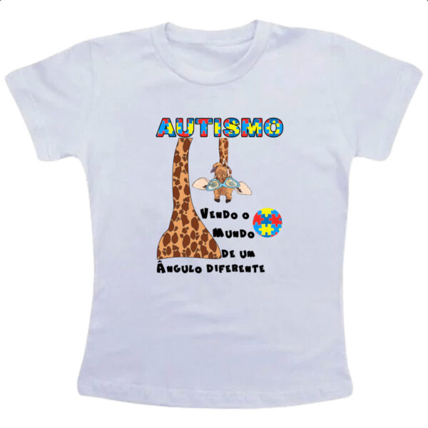 Camiseta Infanto Juvenil Autismo vendo o mundo de um angulo diferente