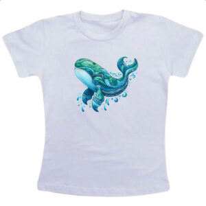 Camiseta Infanto Juvenil Baleia estilo tribal watercolor