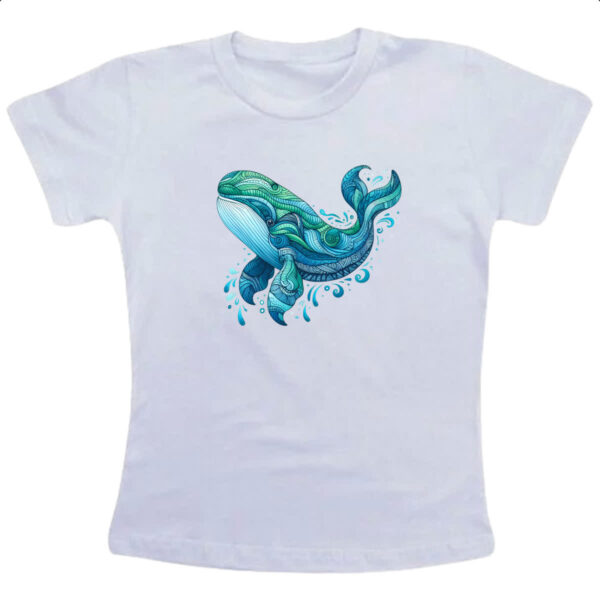 Camiseta Infanto Juvenil Baleia estilo tribal watercolor