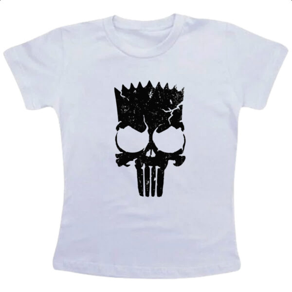 Camiseta Infanto Juvenil Bart Punisher Justiceiro Simbolo
