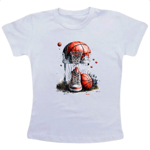 Camiseta Infanto Juvenil Basquete tenis cesta e bola