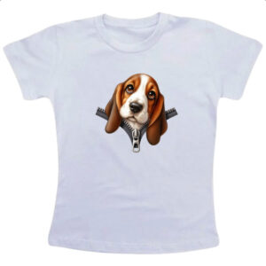 Camiseta Infanto Juvenil Basset Hound no Ziper