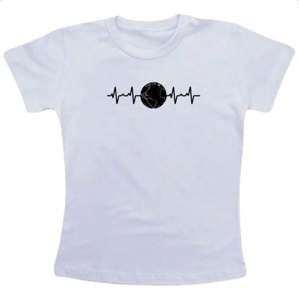 Camiseta Infanto Juvenil Batimento cardiaco planeta terra