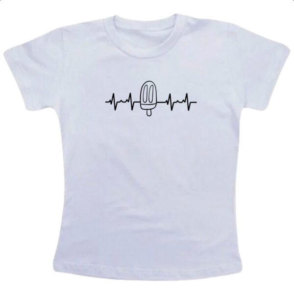 Camiseta Infanto Juvenil Batimento cardiaco sorvete