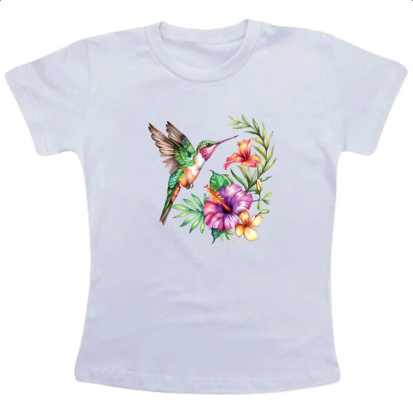 Camiseta Infanto Juvenil Beija flor na flor