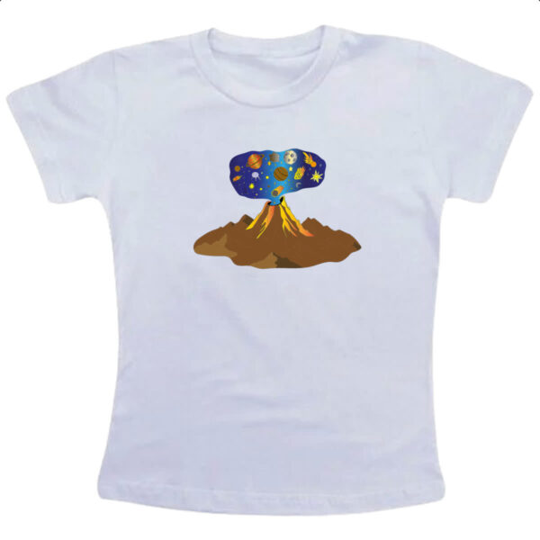 Camiseta Infanto Juvenil Big Bang vulcao erupcao