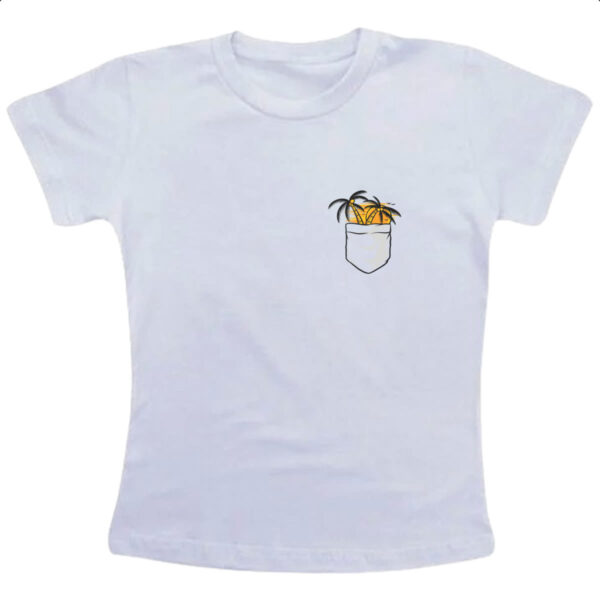 Camiseta Infanto Juvenil Bolso com coqueiro sunset