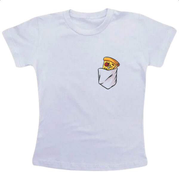 Camiseta Infanto Juvenil Bolso com pizza