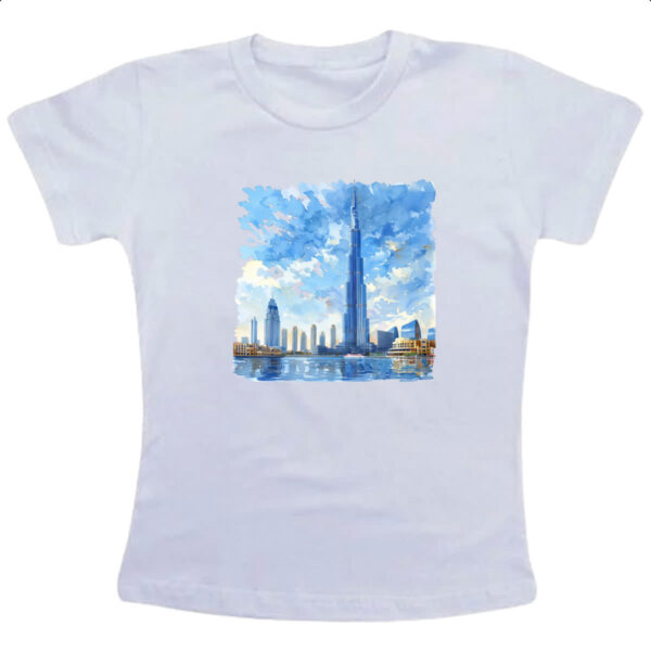 Camiseta Infanto Juvenil Burj Khalifa watercolor