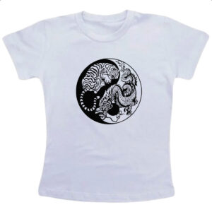 Camiseta Infanto Juvenil Yin e Yang Dragao e Tigre