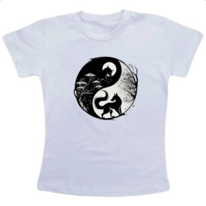 Camiseta Infanto Juvenil Yin e Yang Raposas