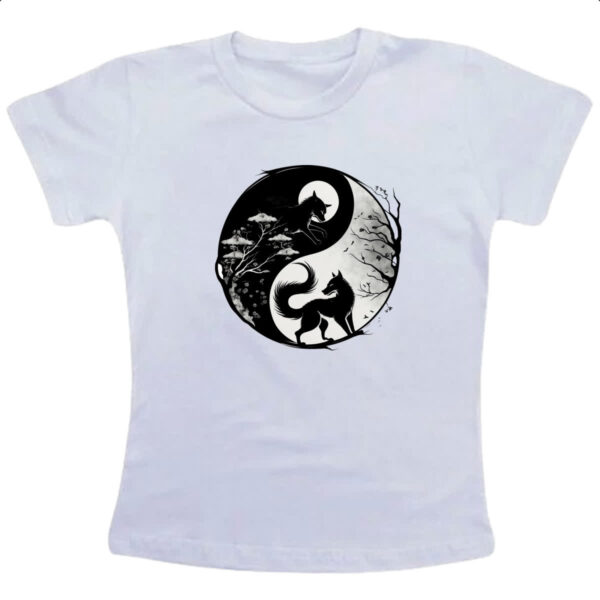 Camiseta Infanto Juvenil Yin e Yang Raposas