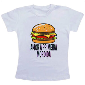 Camiseta Infanto Juvenil Hamburguer amor a primeira mordida