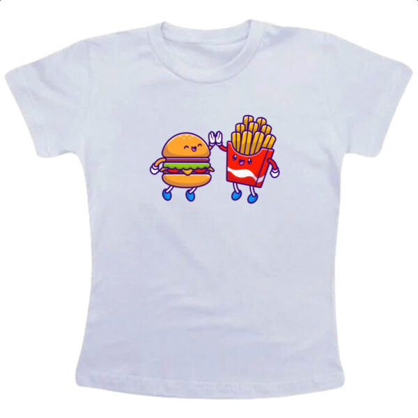 Camiseta Infanto Juvenil Hamburguer e fritas melhores amigos